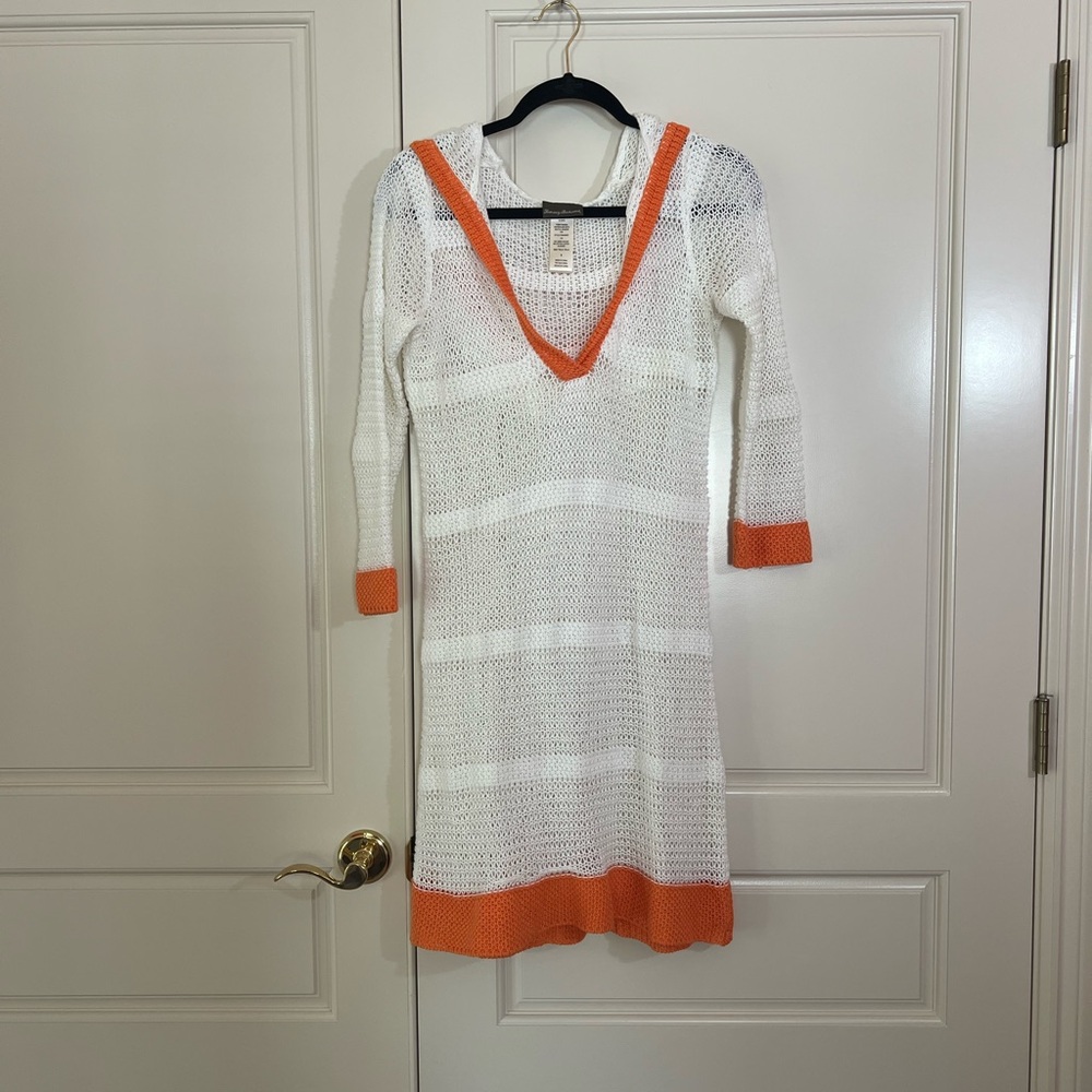 Tommy Bahama NWOT White & orange open Knit coverup